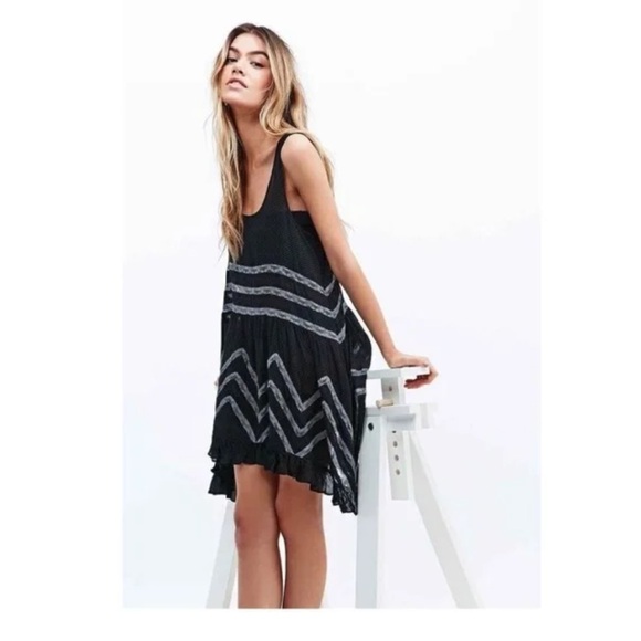 Free People Dresses & Skirts - Free People Black Dot Slip Voile Trapeze Dress. Small